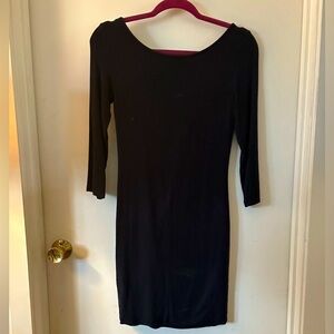Leith Body-Con 3/4 Sleeve Black Dress